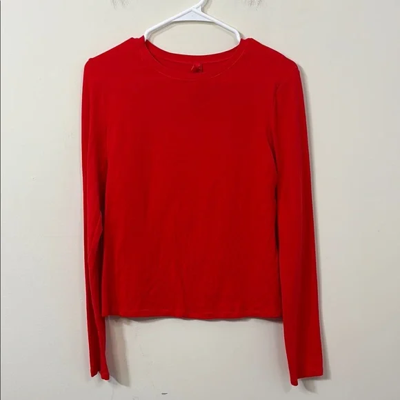 SKIMS Cotton Stretch Jersey Long Sleeve Red Shirt Size XL - Picture 3 of 8